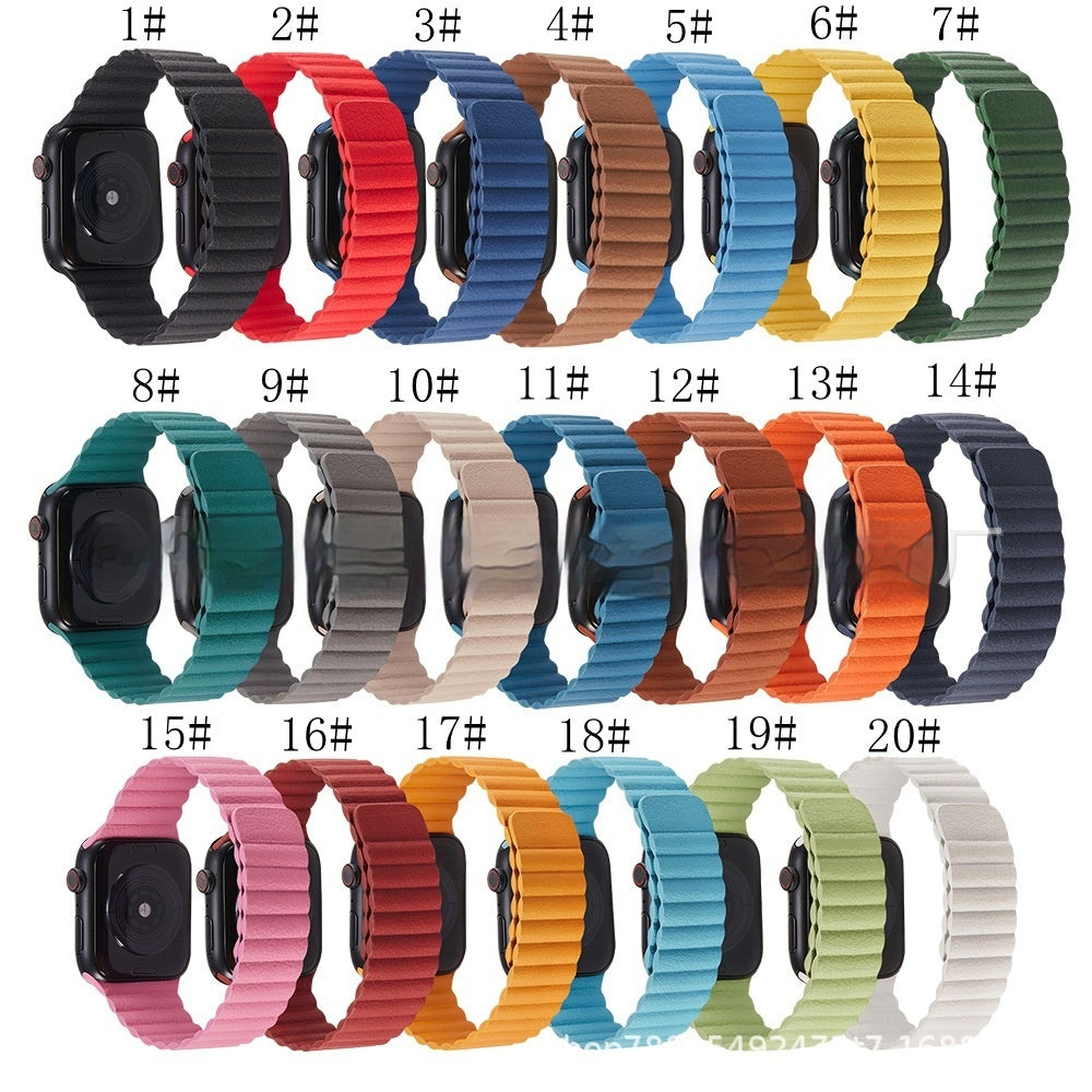 Magnetic Leather Bands for Apple Watch 8/9/10